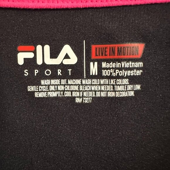 Fila Sport Long Sleeve Black Athletic Top with V-Neck & Sleeve Detailing Medium - Picture 5 of 6